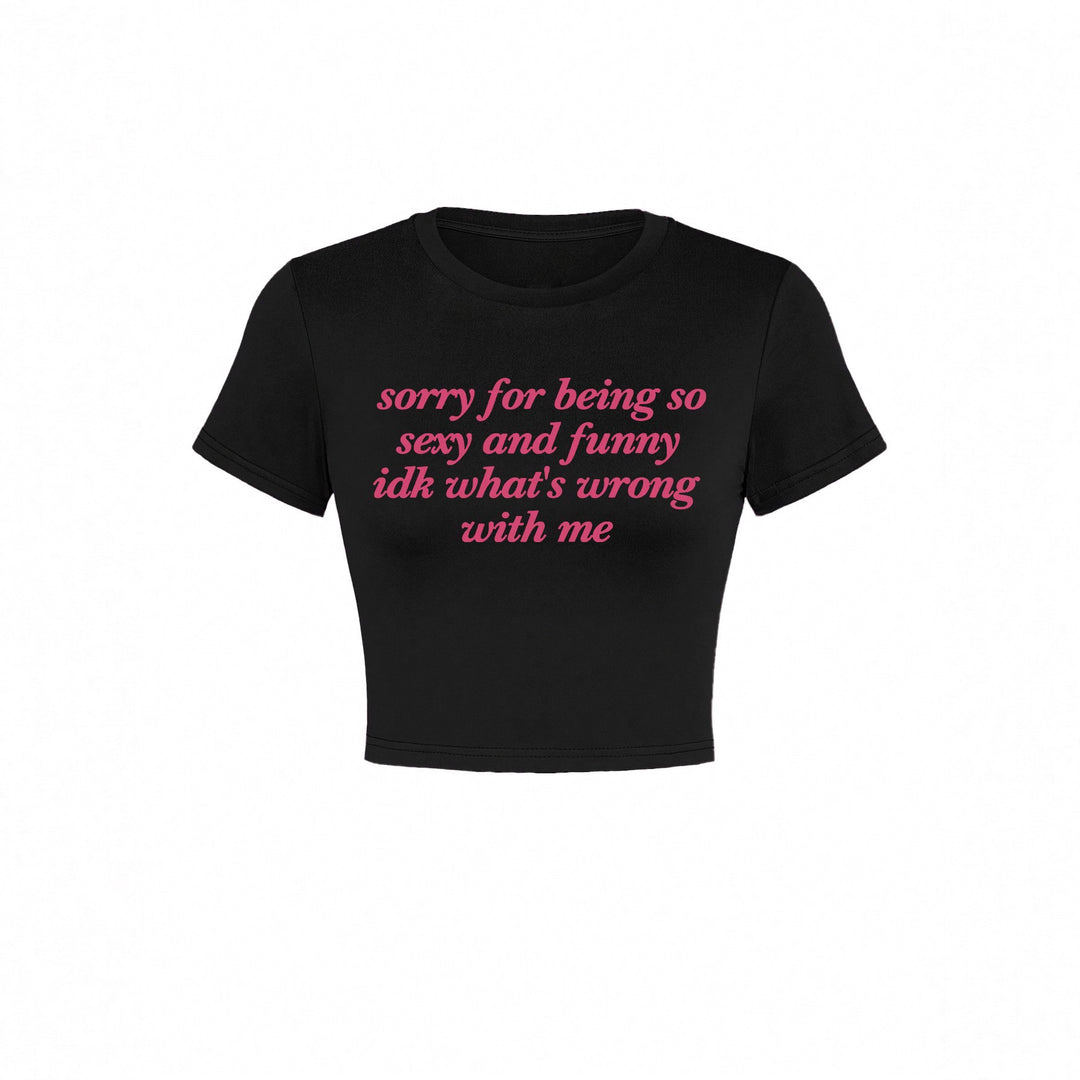 Damen Kurzarm Crop-T-Shirt mit witzigem Schriftzug Echo Archiv