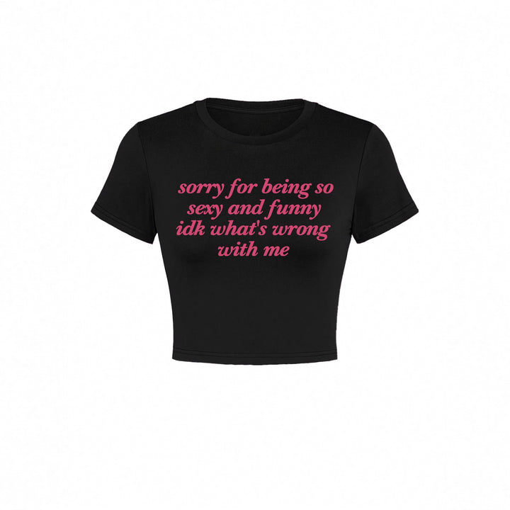 Damen Kurzarm Crop-T-Shirt mit witzigem Schriftzug Echo Archiv