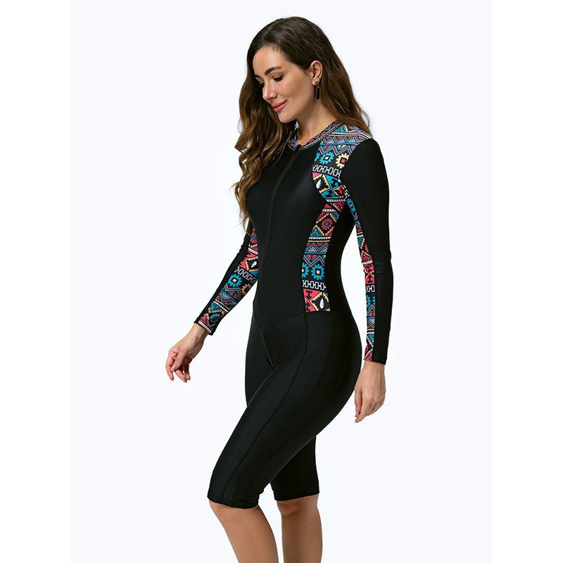 Damen Surfanzug mit modischem Animal-Print und praktischem Reißverschluss Echo Archiv