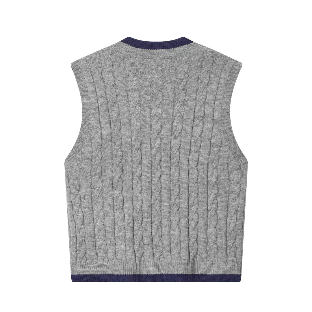 Damen Strickweste mit V-Ausschnitt und klassischem Kabelstrickmuster Echo Archiv