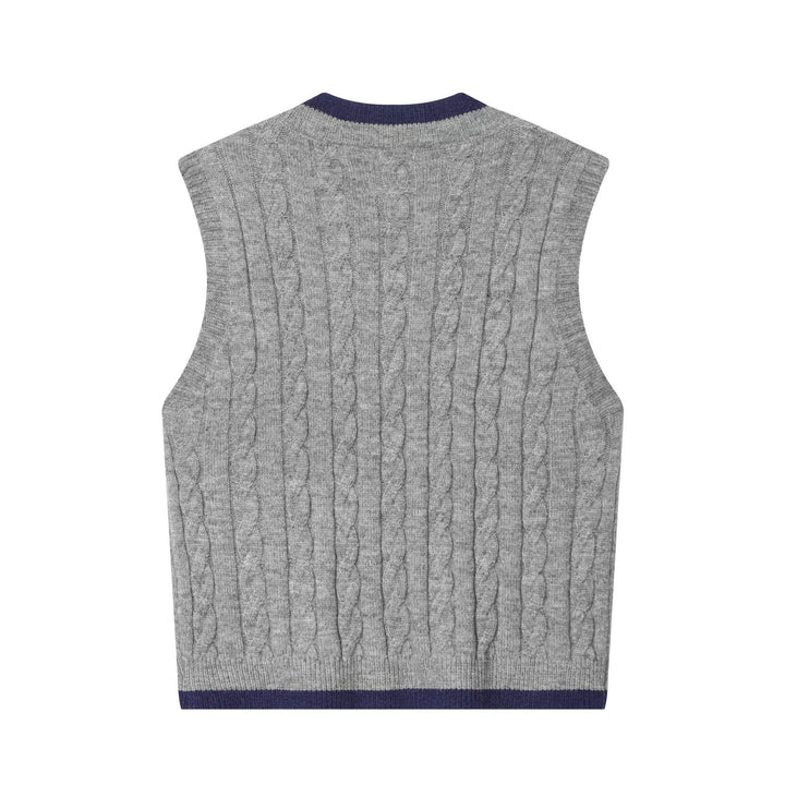 Damen Strickweste mit V-Ausschnitt und klassischem Kabelstrickmuster Echo Archiv