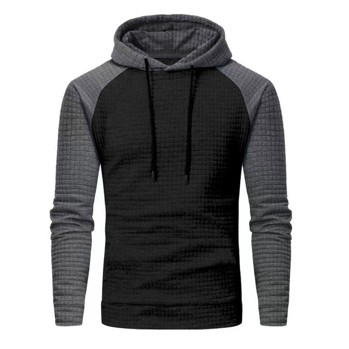 Herren Texturiertes Kapuzen‑Sweatshirt mit Waffelstruktur und Raglanärmeln – Cavarno