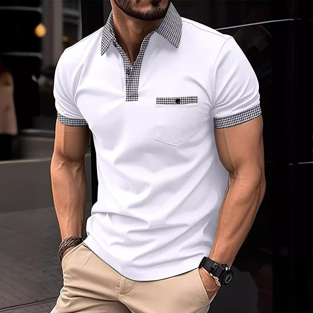 Herren Poloshirt mit stilvollem Karomuster und praktischer Brusttasche Echoarchiv