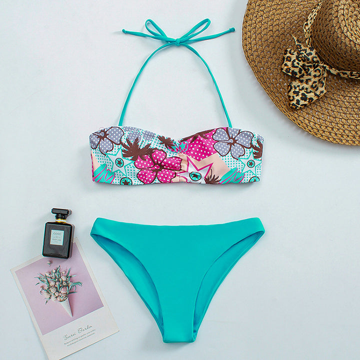 Damen Bandeau-Bikini mit floralem Muster und rutschfestem Design Echo Archiv