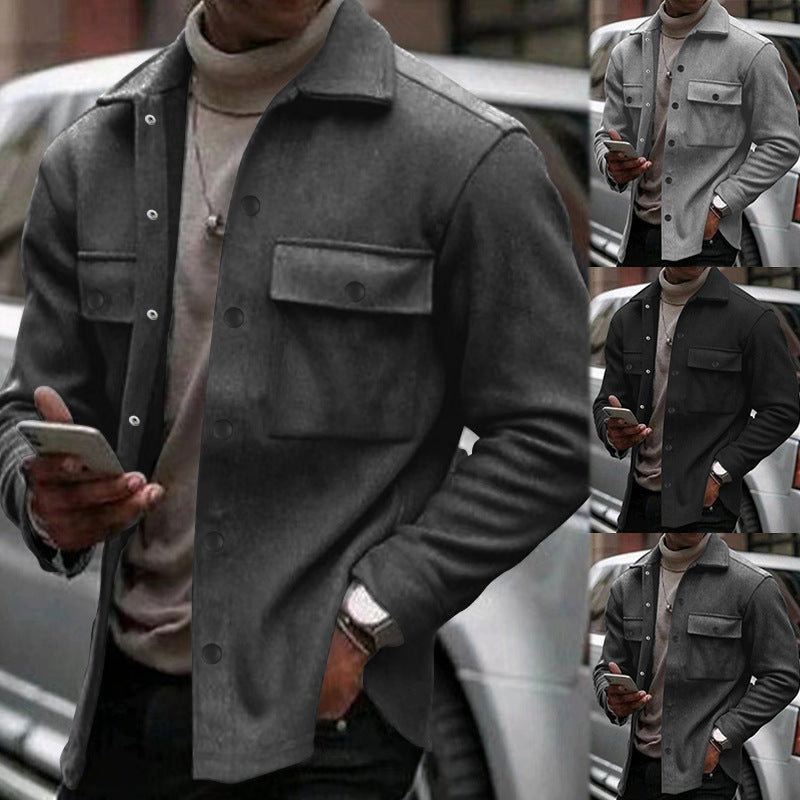 Herren Overshirt-Jacke im Shacket-Stil mit aufgesetzten Brusttaschen Echoarchiv