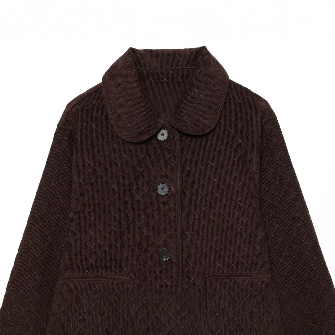 Damen Gesteppte Cordjacke im Boxy-Cropped-Schnitt mit Rundkragen und Pattentaschen Echo Archiv