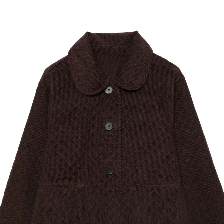 Damen Gesteppte Cordjacke im Boxy-Cropped-Schnitt mit Rundkragen und Pattentaschen Echo Archiv