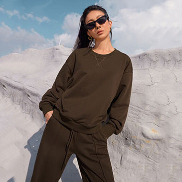Damen nan Oversize-Sweatshirt und weite Loungehose Set mit Tunnelzug, dezenter Nahtführung und elastischen Bündchen Echo Archiv