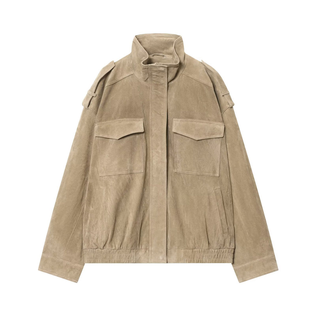 Damen Wildleder-Fieldjacke mit Stehkragen, Epauletten und aufgesetzten Brusttaschen Echo Archiv