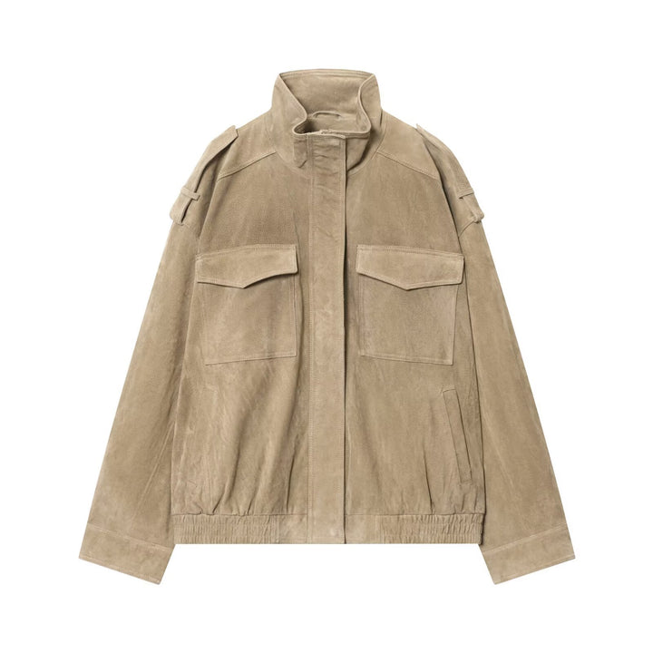 Damen Wildleder-Fieldjacke mit Stehkragen, Epauletten und aufgesetzten Brusttaschen Echo Archiv