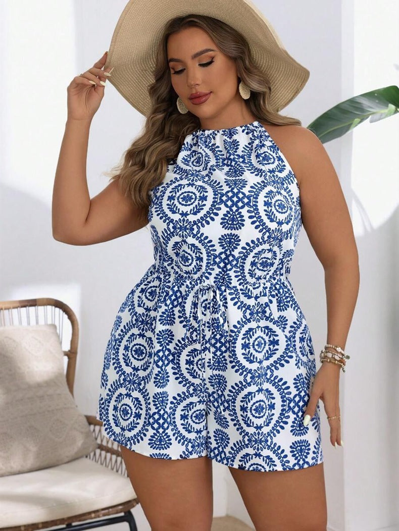Damen Stylischer Jumpsuit mit elegantem Halterkragen und Bindewurst Echo Archiv