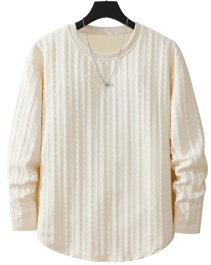 Herren Feinstruktur-Grobstrick Rundhals-Sweatshirt mit Zopfmuster & relaxed Schnitt Echoarchiv