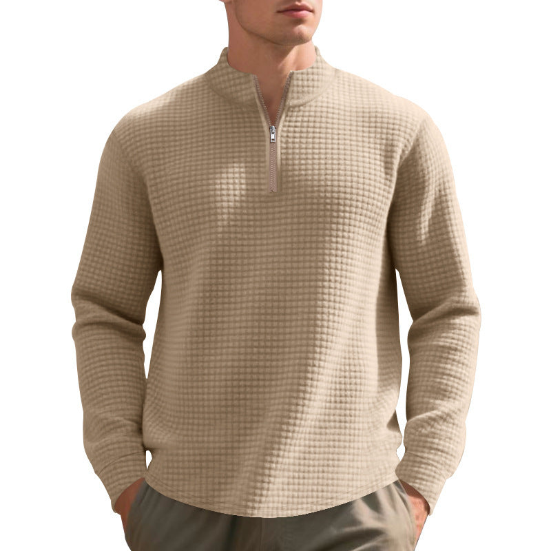 Herren Freizeit Fleecepullover mit modernem Stehkragen und halbem Reißverschluss Echoarchiv
