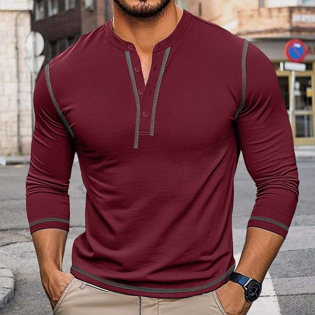 Herren Langarmshirt mit Knopfleiste Echoarchiv