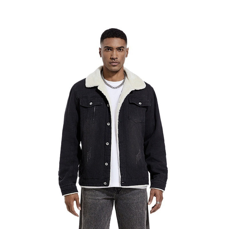 Herren Geprägte Jeansjacke mit Fleece-Innenfutter Echo Archiv