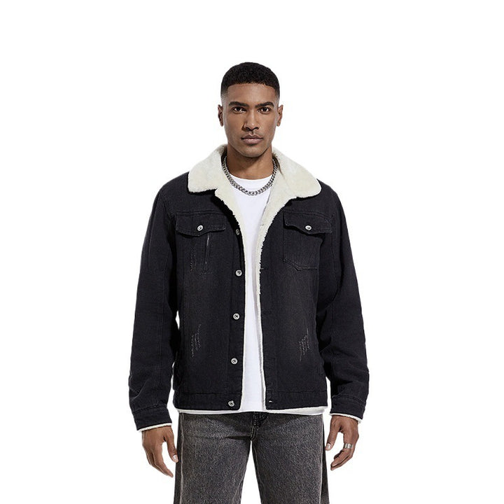Herren Geprägte Jeansjacke mit Fleece-Innenfutter Echo Archiv