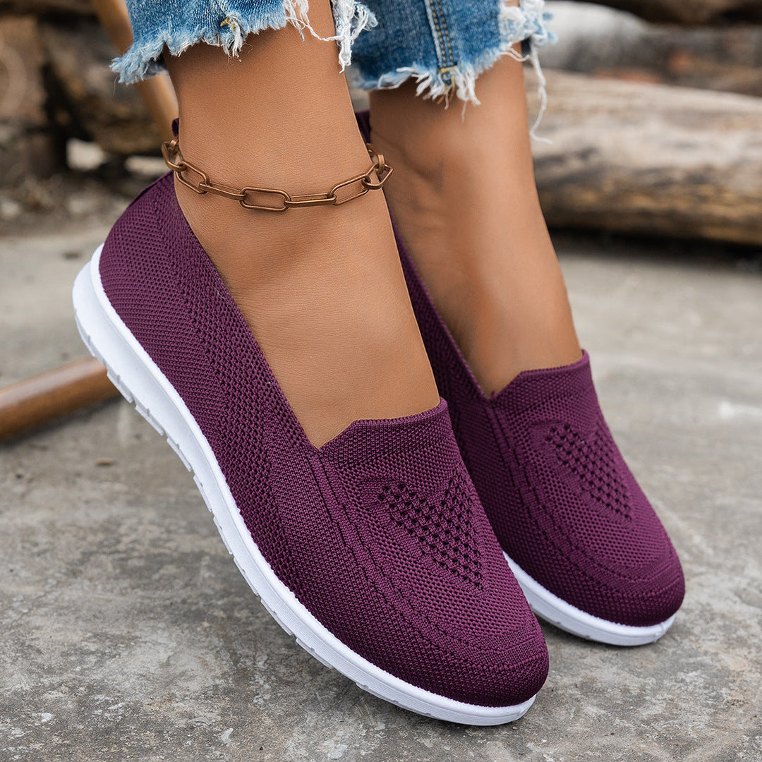 Damen Atmungsaktive Slip-On Freizeitschuhe mit komfortablem Absatz Echoarchiv