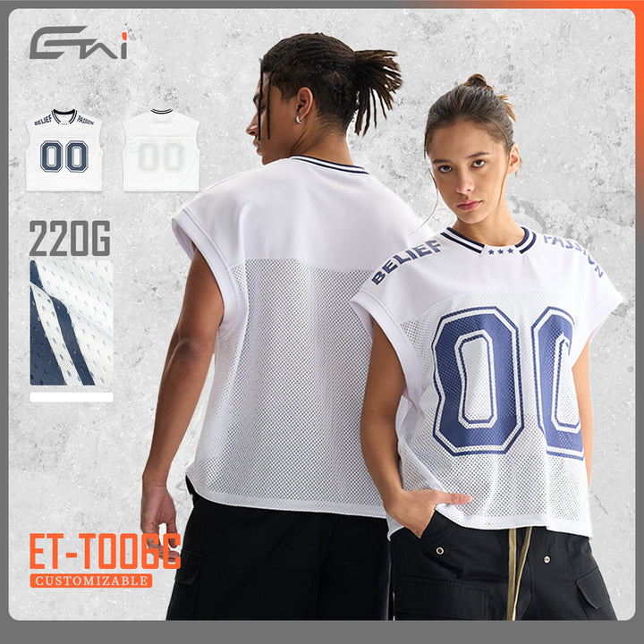 Unisex Atmungsaktives Mesh-Sporttop ohne Ärmel mit geripptem Polokragen Echo Archiv