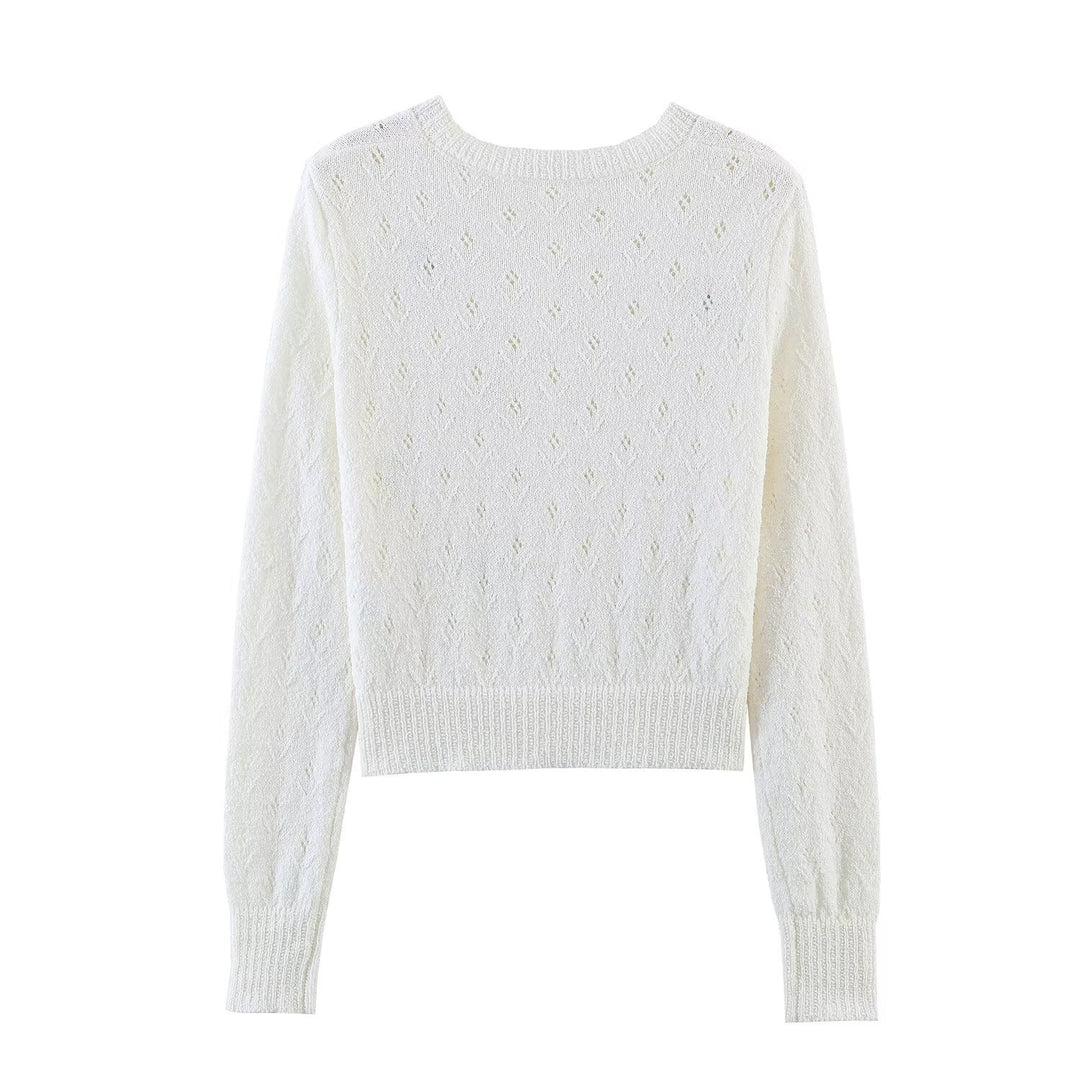 Damen Feiner Strick-Cardigan mit Blumenstickerei und tailliertem Saum Echoarchiv