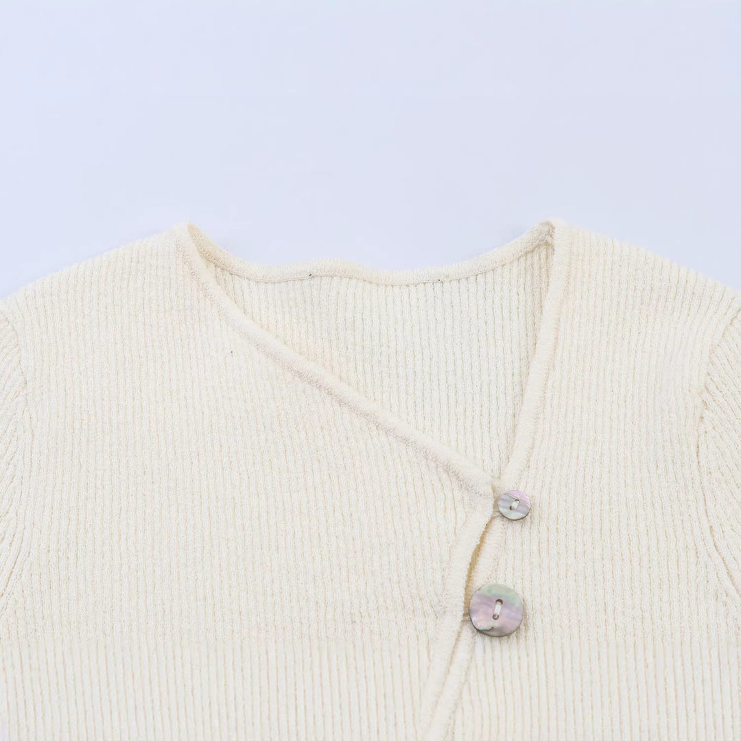 Damen Asymmetrische Feinstrick-Cardigan mit Zierknopfleiste Echoarchiv