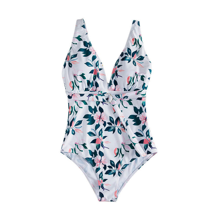 Damen Einteiliger Badeanzug mit floralem Wickeldesign Echo Archiv