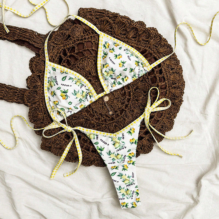 Damen Triangel-Bikini mit floralem Design und raffinierten Bindebändern Echo Archiv