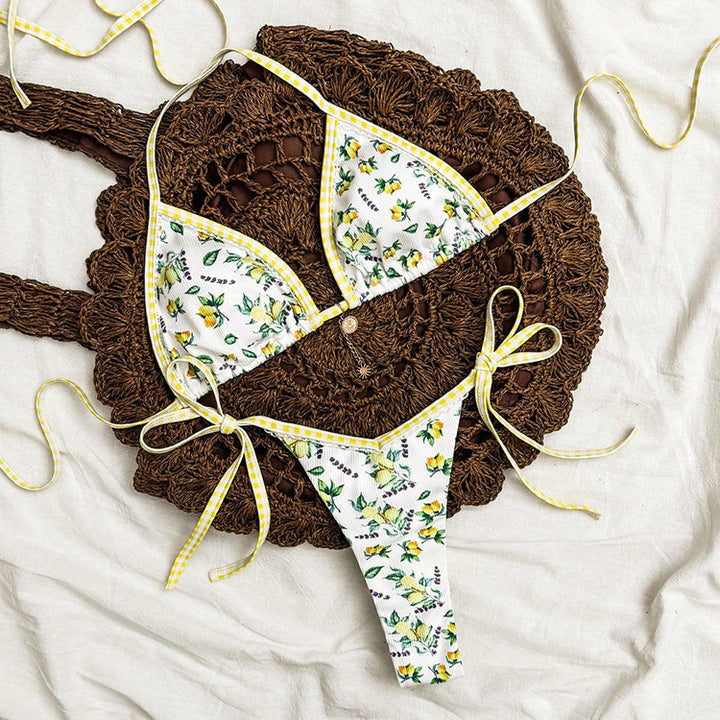Damen Triangel-Bikini mit floralem Design und raffinierten Bindebändern Echo Archiv