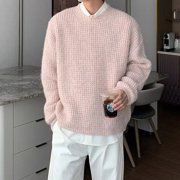 Herren Grobstrickpullover mit lässigem Schnitt und Rundhalsausschnitt Echoarchiv