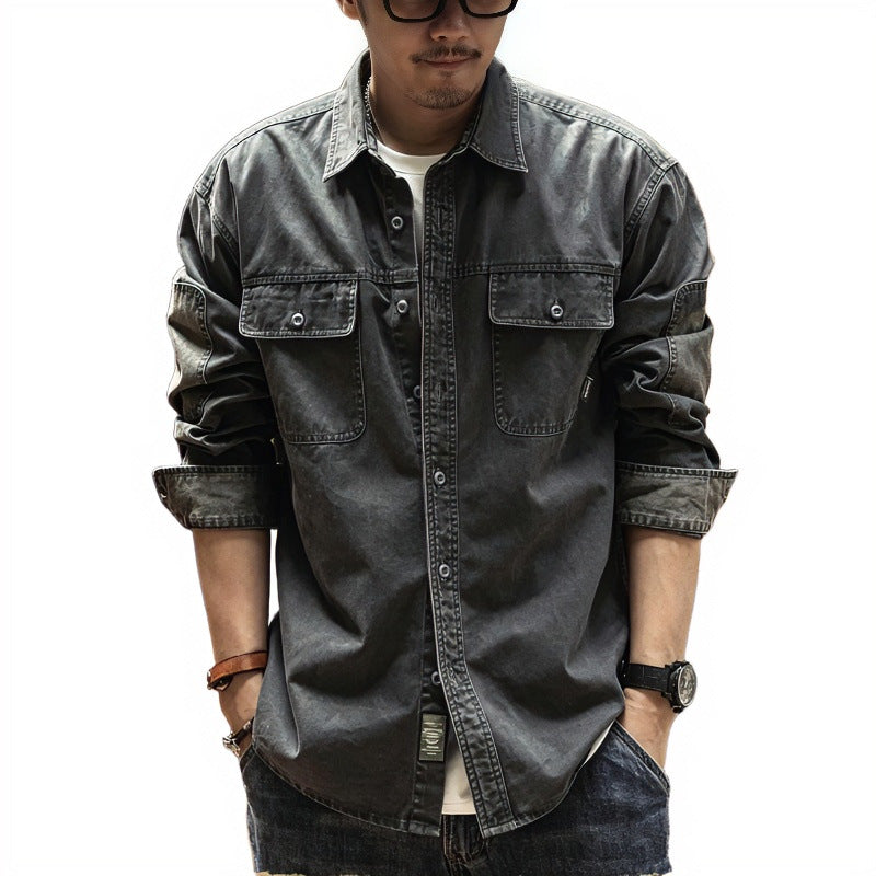 Herren Baumwoll-Utility-Overshirt mit Pattentaschen Echoarchiv