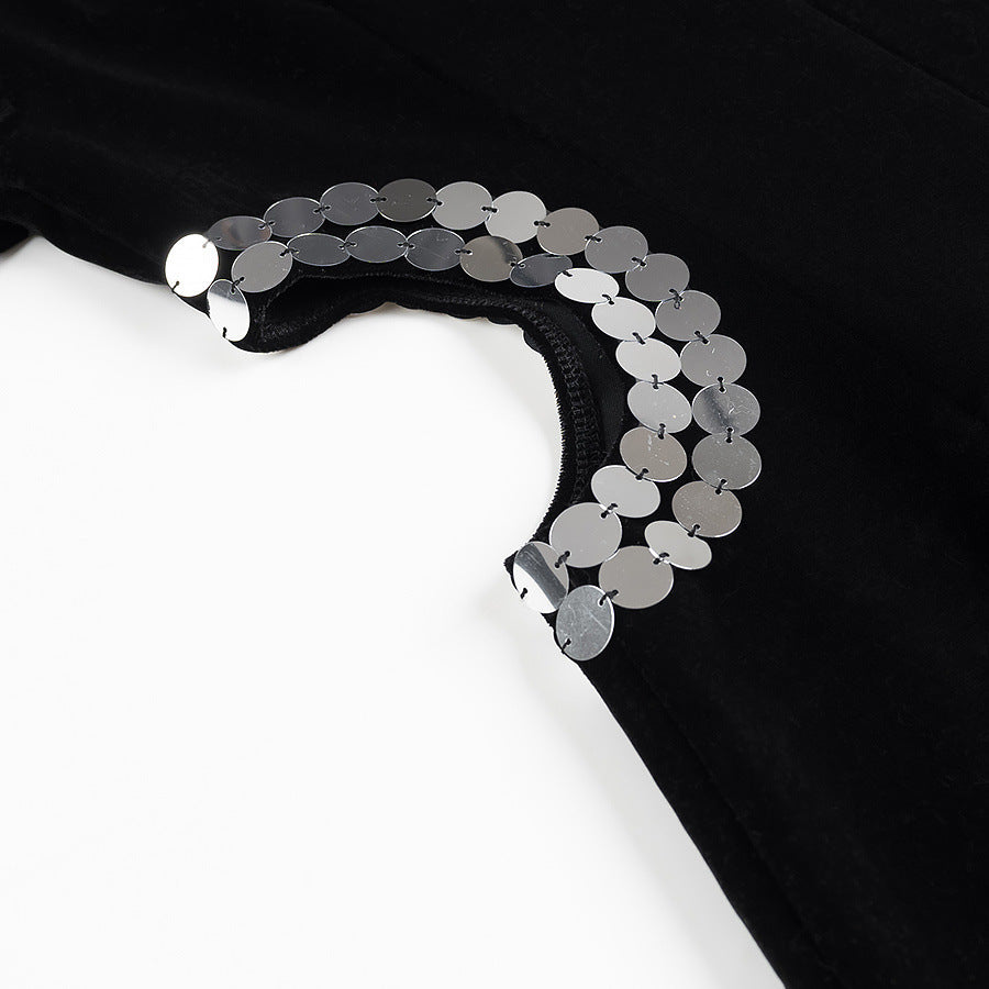 Damen Samt-Maxikleid mit seitlichem Pailletten-Detail Echo Archiv