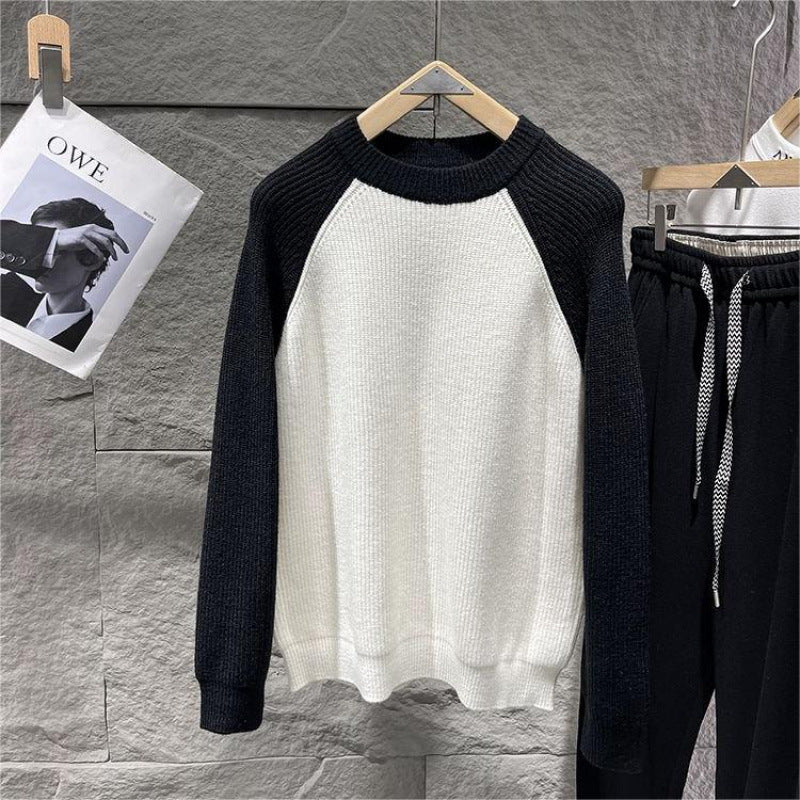 Herren Raglan-Kontraststrickpullover mit feiner Rippstruktur und gerippten Bündchen Echoarchiv