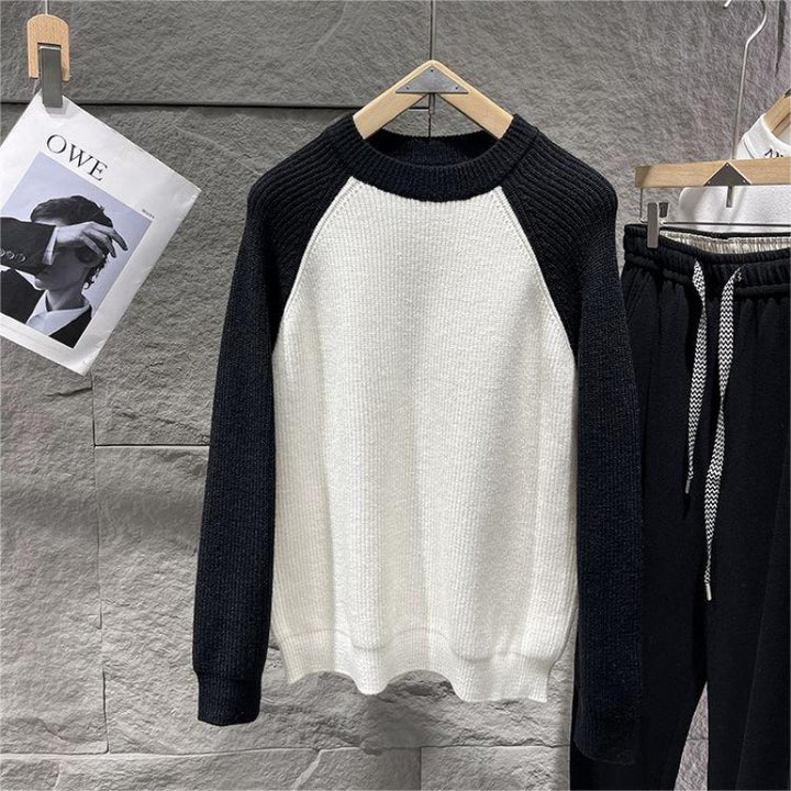 Herren Raglan-Kontraststrickpullover mit feiner Rippstruktur und gerippten Bündchen Echoarchiv