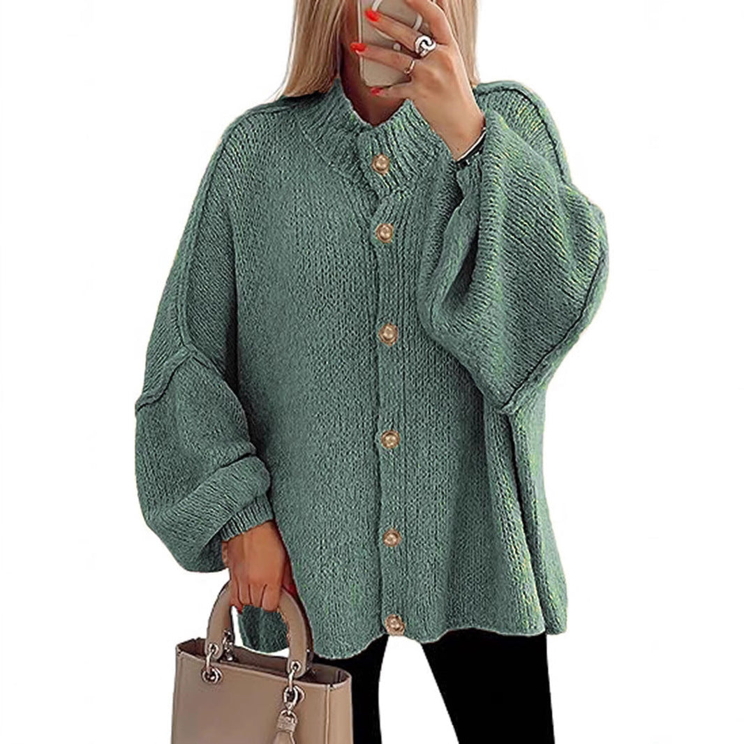 Damen oversized Strickjacke mit Knopfverschluss Echoarchiv