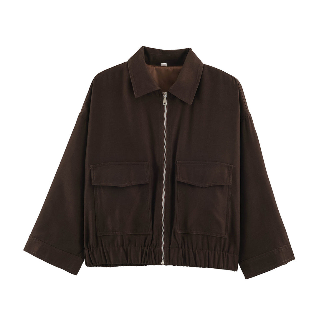 Damen Cropped Utility-Blouson mit elastischem Bund und aufgesetzten Pattentaschen Echoarchiv