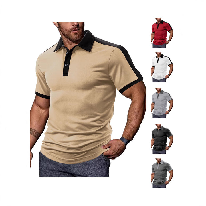 Herren nan figurnahes Kontrast-Poloshirt mit Schulterpasse und Hemdkragen Echo Archiv