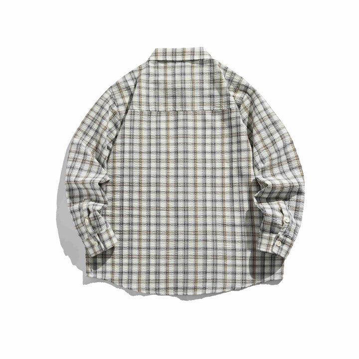 Damen Oversized karierte Hemdjacke mit gesteppter Struktur Echoarchiv