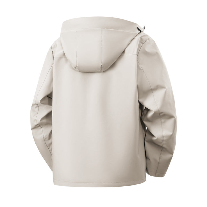 Herren Minimalistische Softshell-Kapuzenjacke mit mattierter Oberfläche, kontrastierenden Besätzen und verdecktem Zwei-Wege-Reißverschluss Echo Archiv
