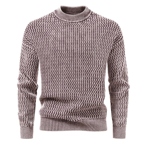 Herren Strukturierter Feinstrick-Pullover mit Stehkragen und Zickzackmuster Echo Archiv