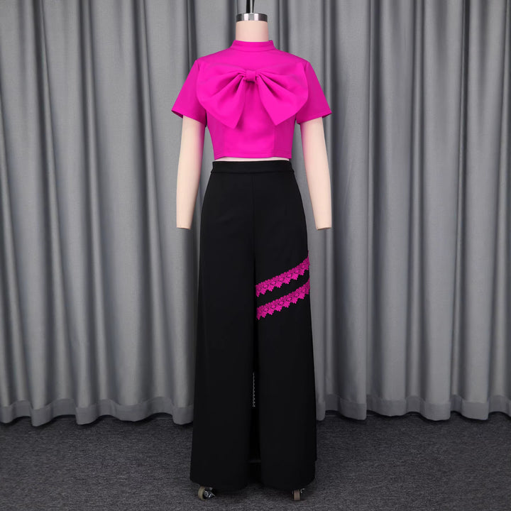 Damen Modische kurzärmlige Bluse mit dekorativem Schleifen-Detail Echo Archiv