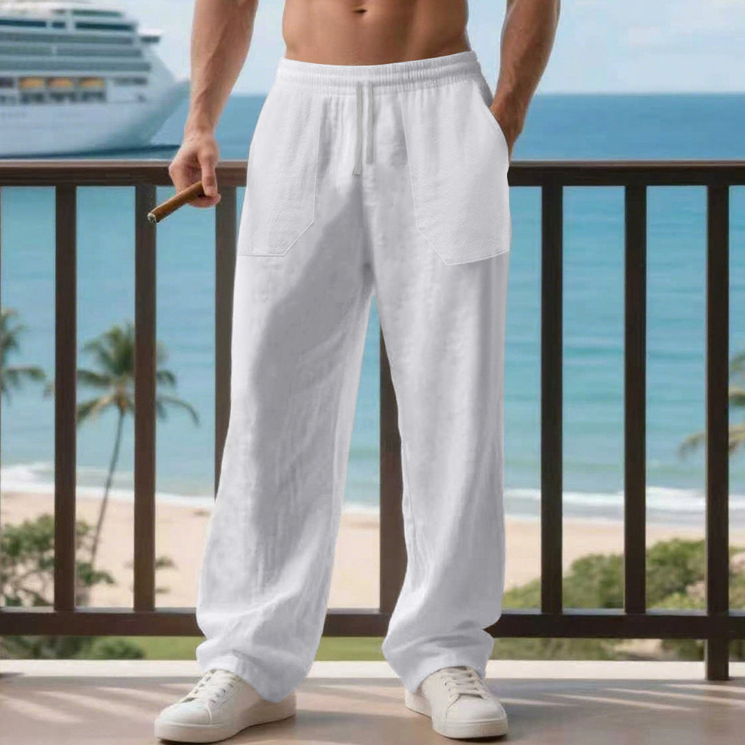 Herren entspannte Leinenhose mit seitlichen Eingrifftaschen Echoarchiv