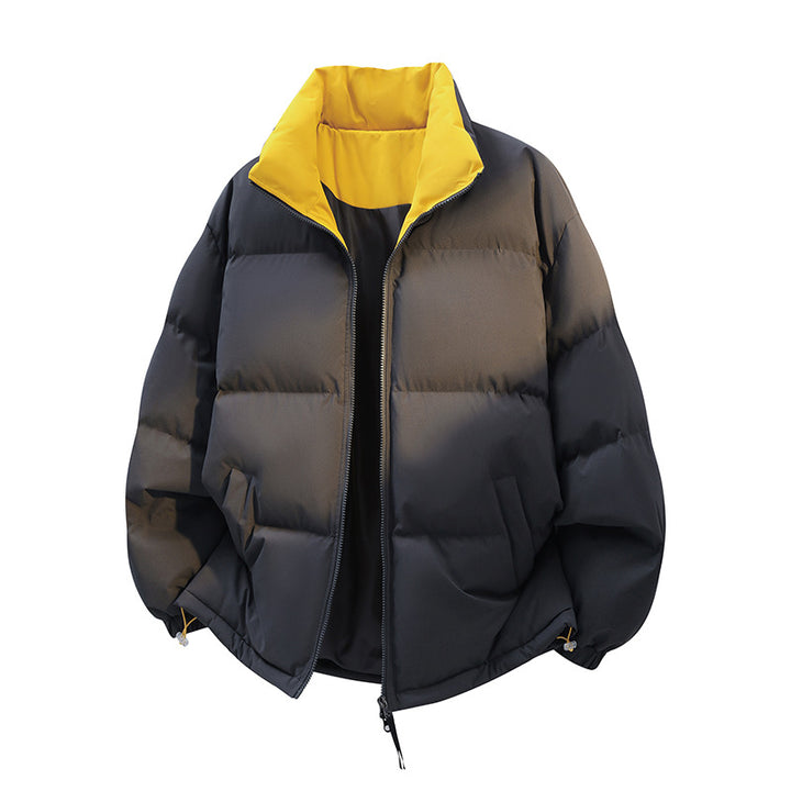 Unisex Oversize-Steppjacke mit hohem Kragen, zweifarbiger Innenfütterung & verstellbarem Saum Echoarchiv