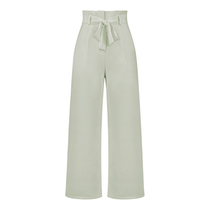 Damen hochtaillierte Paperbag-Hose mit weitem Bein und Taillengürtel – Avérine