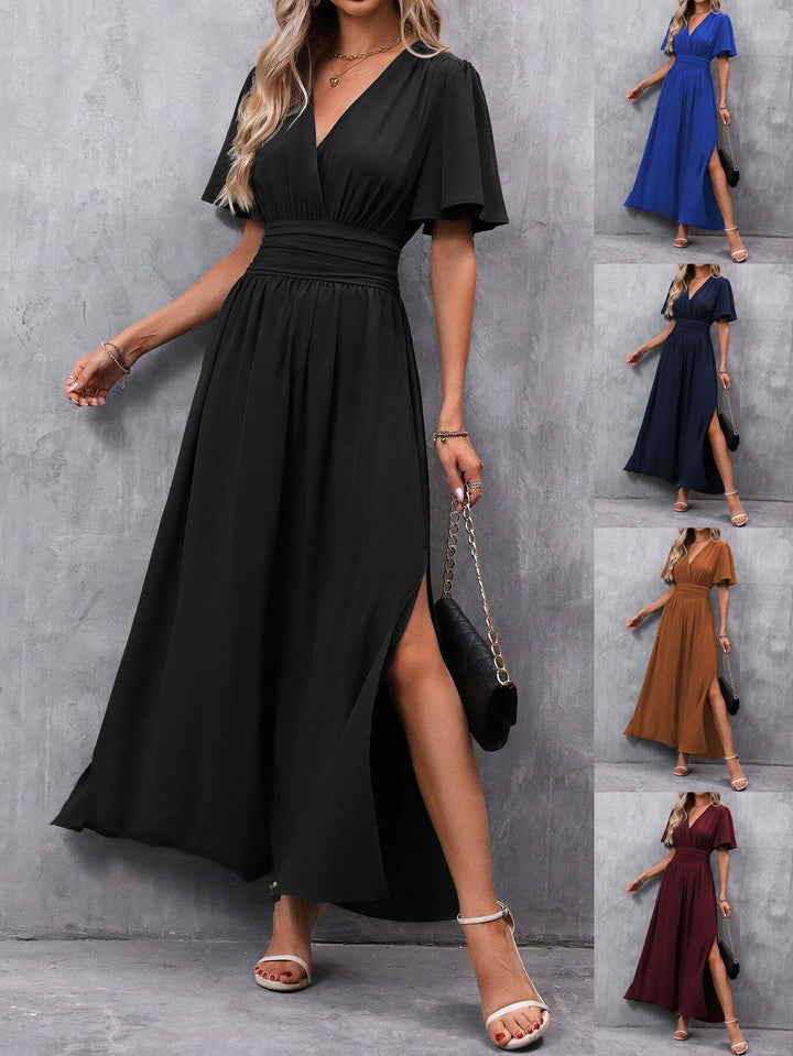 Damen Maxikleid mit elegantem V-Ausschnitt und fließenden Ärmeln Echo Archiv