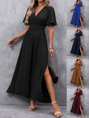 Damen Maxikleid mit elegantem V-Ausschnitt und fließenden Ärmeln Echo Archiv