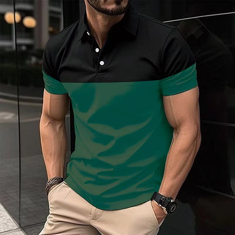 Herren Polo-Shirt mit moderner Farbblockgestaltung Echoarchiv