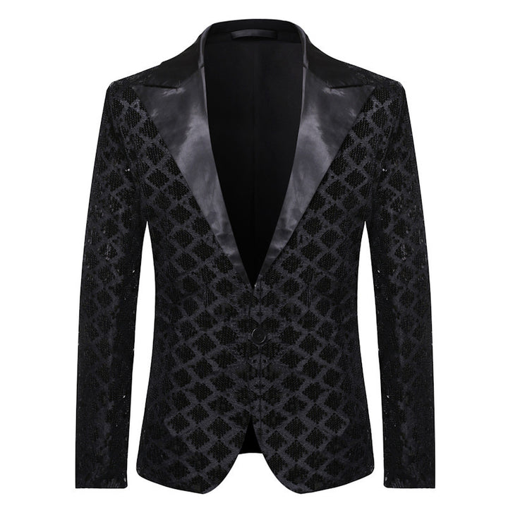 Herren Glamouröser Paillettenblazer mit modernem Schnitt Echoarchiv