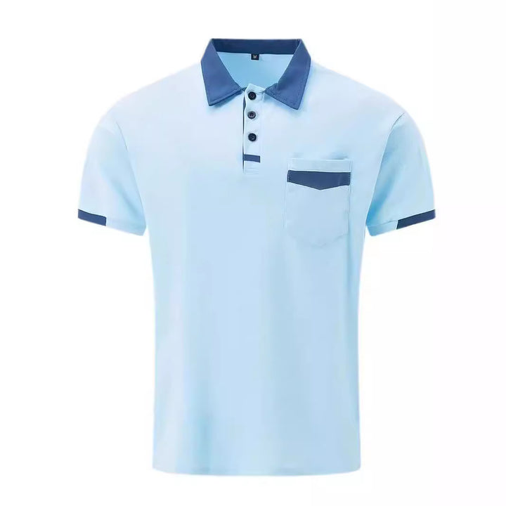 Herren Poloshirt mit dekorativem Henley-Kragen und praktischer Brusttasche Echoarchiv
