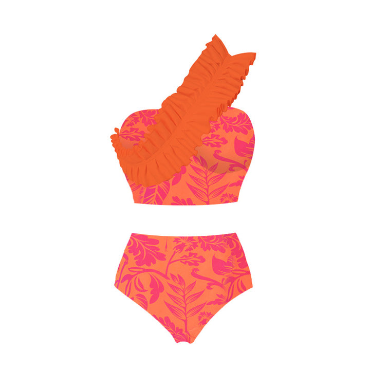 Damen Bikiniset mit voluminösem Rüschendesign und passendem Maxirock Echo Archiv