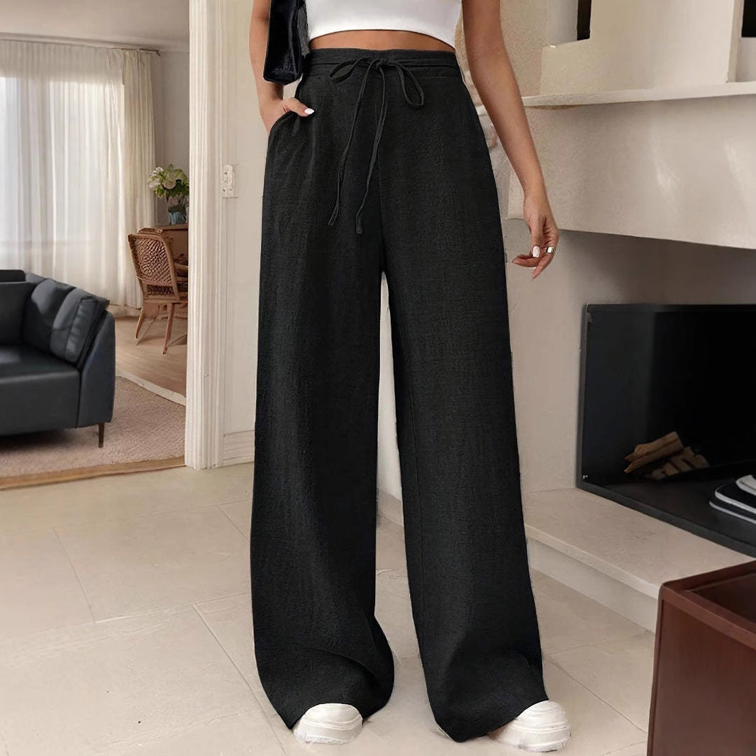 Damen Modische Palazzo-Hose mit elastischem Bund – Avélisse