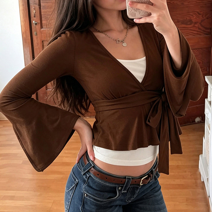 Damen Wickel-Peplum-Top mit Glockenärmeln Echo Archiv